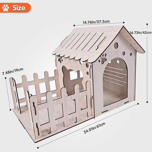 قلعة أرنب خشبية كبيرة جدًا - أسرة خشبية للقطط الداخلية، مخبأ أرنب بيت أرنب فاخر لراحة الحيوانات الصغيرة وبيت لعب لموئل مخبأ خنزير شينشيلا غينيا الهامستر in Kuwait