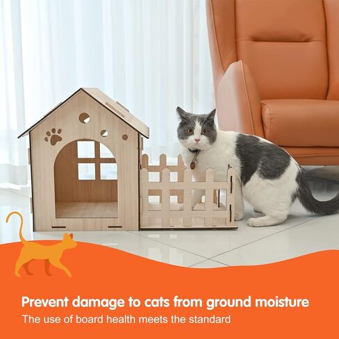 قلعة أرنب خشبية كبيرة جدًا - أسرة خشبية للقطط الداخلية، مخبأ أرنب بيت أرنب فاخر لراحة الحيوانات الصغيرة وبيت لعب لموئل مخبأ خنزير شينشيلا غينيا الهامستر in Kuwait