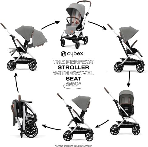 عربة أطفال CYBEX Eezy S Twist +2 V2 مع مقعد دوار 360 درجة للرضع من عمر 6 أشهر فما فوق - متوافقة مع مقاعد السيارة CYBEX in Kuwait