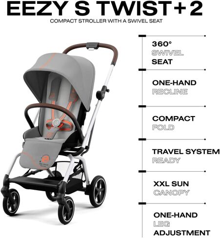 عربة أطفال CYBEX Eezy S Twist +2 V2 مع مقعد دوار 360 درجة للرضع من عمر 6 أشهر فما فوق - متوافقة مع مقاعد السيارة CYBEX in Kuwait