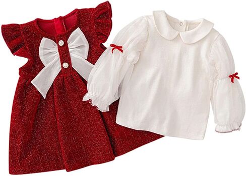 famuka Toddler Girls Red Dress Christmas Princess Dress Outfit in Saudi Arabia