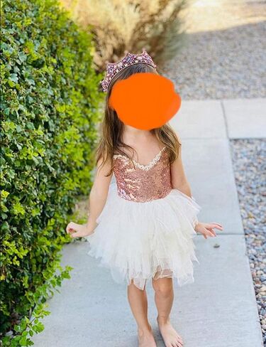 Cilucu Girls Dress Toddler Kids Party Dress Sequin Tutu Pageant Lace Dresses Gown for Flower Girl Baby Rose Gold/Pink Peach in Saudi Arabia