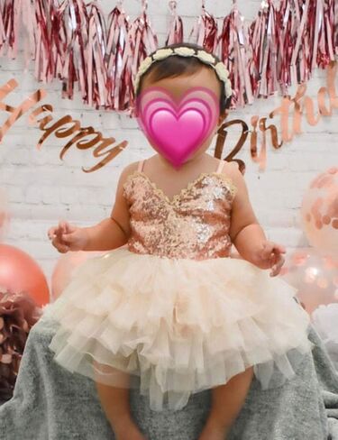 Cilucu Girls Dress Toddler Kids Party Dress Sequin Tutu Pageant Lace Dresses Gown for Flower Girl Baby Rose Gold/Pink Peach in Saudi Arabia