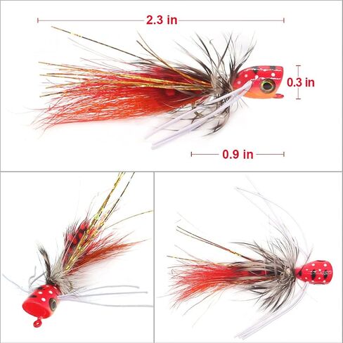 بوبر-الذباب مقابل-Fly-Fishing-Topwater-Panfish-Bluegill-Bass-Poppers الذباب البق السحر in Kuwait