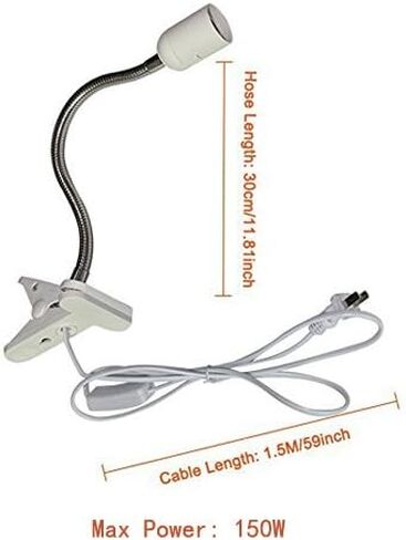 CTKcom UVA UVB Light Bulb Reptile Ceramic Heat Lamp Pet Heating Bulb Holder Clamp Lamp Fixture Heating Light Lamp for Reptiles,Aquarium Reptile Light Adjustable Habitat Lighting Stand,110V-130V(White) in Saudi Arabia