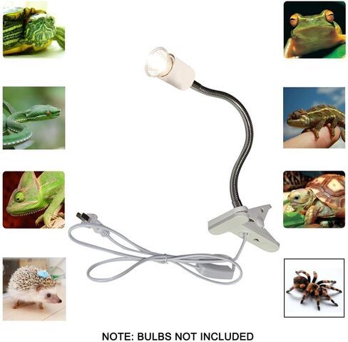 CTKcom UVA UVB Light Bulb Reptile Ceramic Heat Lamp Pet Heating Bulb Holder Clamp Lamp Fixture Heating Light Lamp for Reptiles,Aquarium Reptile Light Adjustable Habitat Lighting Stand,110V-130V(White) in Saudi Arabia