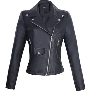 سترة GETUBACK النسائية النحيفة لراكبي الدراجات النارية من جلد البولي يوريثان بسحاب Punk Rock in Kuwait