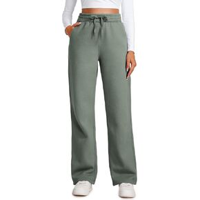 CRZ YOGA Cotton Fleece Lined Sweatpants Women 28"/30"/32" - Straight Leg Casual Lounge Pants with Pockets Winter Warm in Saudi Arabia