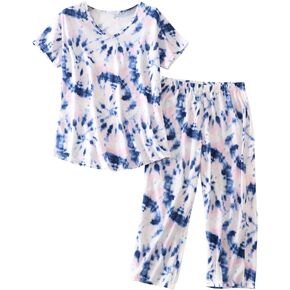 SISKIN Womens Pajama Sets - Capri Pajamas for Women Set Plus Size Sleepwear Tops with Capri Pants Summer Pjs Sets in Saudi Arabia