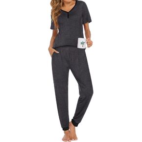Ekouaer Pajamas Set Womens 2 Piece Lounge Set Short Sleeve Pjs Joggers Pants Sleepwear with Pockets