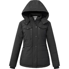 WenVen Women's Winter Water Resistant Warm Puffer Coat with Detachable Hood