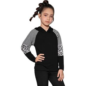 Perfashion Girls Long Sleeve Shirt Hoodie Active Tee Pullover Top with Thumb Hole Workout Running 6-15Years
