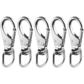 BNYZWOT Stainless Steel Swivel Eye Snap Hook M5(1#) Scuba Diving Clips (3-1/2 x 1-1/4 Inch) Marine Boat Hardware Spring Buckle for Bird Feeders, Pet Chains, Dog Tie-Out Cable, Keychains and More 5-Pac in Kuwait