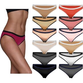 Sexy Basics Women’s Hi Cut Leg Bikini Panties | Ultra-Smooth Micro Fiber Nylon Spandex Underwear-Multi Packs