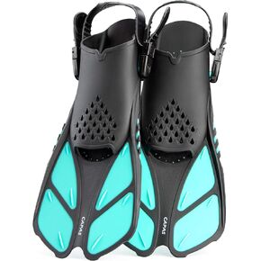 CAPAS Swim Fins, Snorkel Fins with Travel Size Short Fins for Snorkeling Diving Adjustable Open Heel Flippers for Men Women Youth