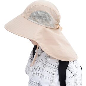Aenmt Kids Sun Hat Sun Protection Mesh Foldable Wide Brim Beach Fishing hat with Neck Flap for Kids Boys Girls Ages 3-10 in Kuwait