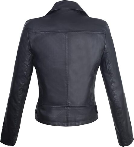 سترة GETUBACK النسائية النحيفة لراكبي الدراجات النارية من جلد البولي يوريثان بسحاب Punk Rock in Kuwait