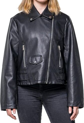 سترة GETUBACK النسائية النحيفة لراكبي الدراجات النارية من جلد البولي يوريثان بسحاب Punk Rock in Kuwait