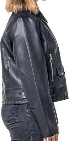 سترة GETUBACK النسائية النحيفة لراكبي الدراجات النارية من جلد البولي يوريثان بسحاب Punk Rock in Kuwait