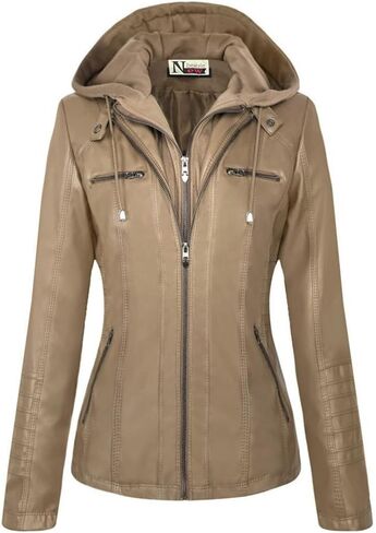 Newbestyle Faux Leather Jacket for Women Casual Moto Biker Jacket Quilted Full-Zip Coat in Saudi Arabia