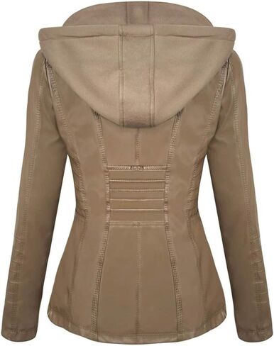Newbestyle Faux Leather Jacket for Women Casual Moto Biker Jacket Quilted Full-Zip Coat in Saudi Arabia