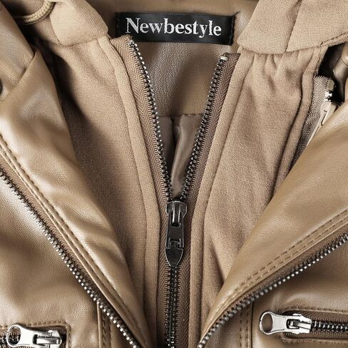 Newbestyle Faux Leather Jacket for Women Casual Moto Biker Jacket Quilted Full-Zip Coat in Saudi Arabia