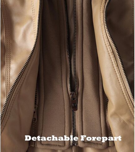 Newbestyle Faux Leather Jacket for Women Casual Moto Biker Jacket Quilted Full-Zip Coat in Saudi Arabia