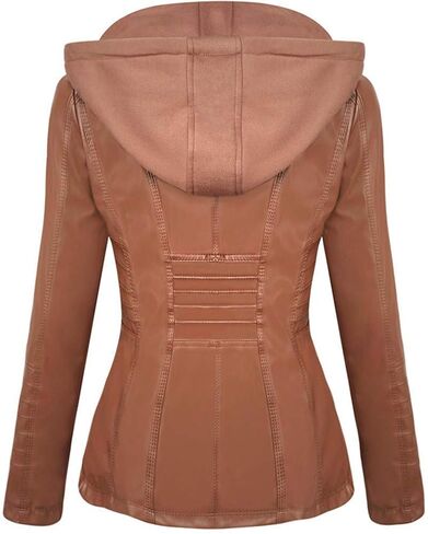 Newbestyle Faux Leather Jacket for Women Casual Moto Biker Jacket Quilted Full-Zip Coat in Saudi Arabia