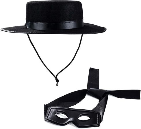 Tigerdoe Zorro Costume - Zorro Hat and Mask - Zorro Accessories - Costume Accessories Black in Saudi Arabia