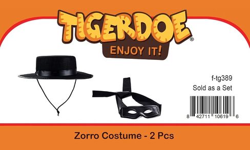 Tigerdoe Zorro Costume - Zorro Hat and Mask - Zorro Accessories - Costume Accessories Black in Saudi Arabia