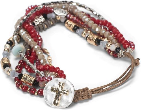 DEMDACO Beaded Love Turquoise Blue One Size Fits Most Glass and Metal Charm Bracelet in Kuwait