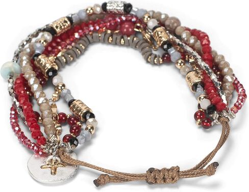 DEMDACO Beaded Love Turquoise Blue One Size Fits Most Glass and Metal Charm Bracelet in Kuwait