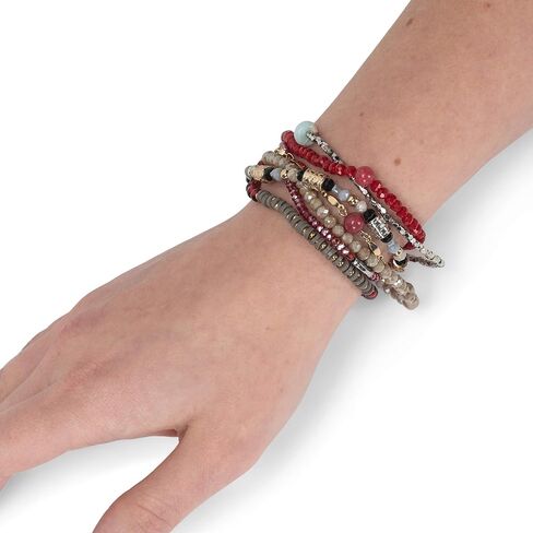 DEMDACO Beaded Love Turquoise Blue One Size Fits Most Glass and Metal Charm Bracelet in Kuwait