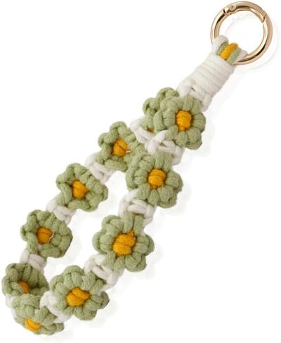 Macrame Keychain Wristlet Keychains for Women Wrist Lanyard for Keys Car Keys Cute Boho Keychains Keyring Bracelet for Girls in Kuwait