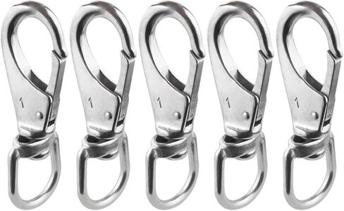 BNYZWOT Stainless Steel Swivel Eye Snap Hook M5(1#) Scuba Diving Clips (3-1/2 x 1-1/4 Inch) Marine Boat Hardware Spring Buckle for Bird Feeders, Pet Chains, Dog Tie-Out Cable, Keychains and More 5-Pac in Kuwait