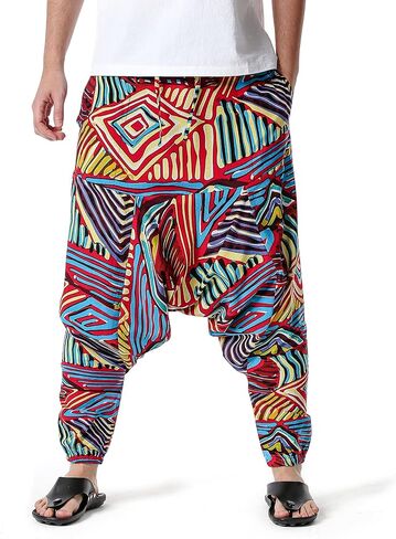 Men Women Cotton Baggy Hippie Yoga Harem Pants Funky Printed Plus Size Trousers in Saudi Arabia