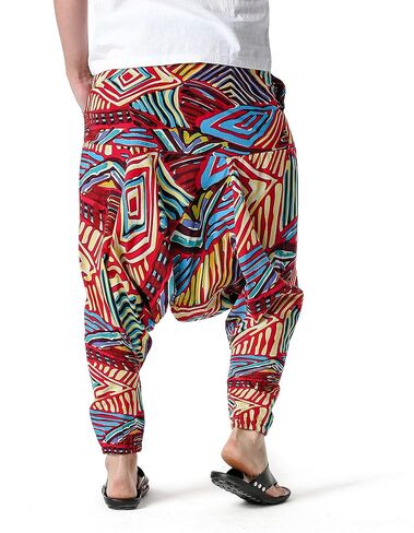 Men Women Cotton Baggy Hippie Yoga Harem Pants Funky Printed Plus Size Trousers in Saudi Arabia