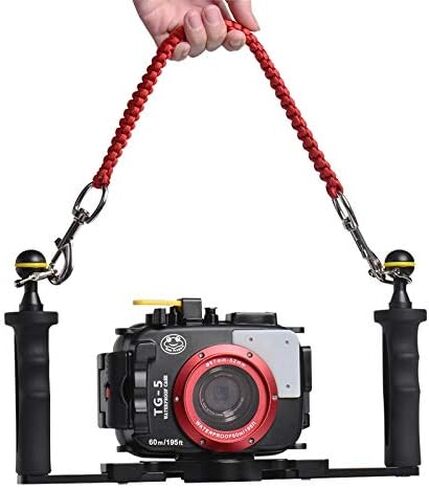 Sea frogs Underwater Camera housing Carry Lanyard Military Grade Parachute Rope Waterproof Case Soft Handle with 2pcs 316 Stainless Steel Swivel Eye Bolt Snap Hooks(The Inventory only Green and Blue in Saudi Arabia