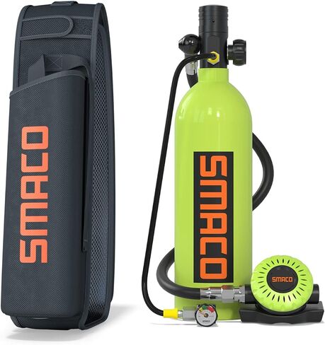 SMACO Mini Scuba Tank 1L Scuba Cylinder توفر التنفس تحت الماء لمدة 15-20 دقيقة (لا يزيد عن 33 قدمًا) طقم خزان سكوبا صغير للغوص في المياه الضحلة / العمل تحت الماء / كأسطوانة احتياطية in Kuwait