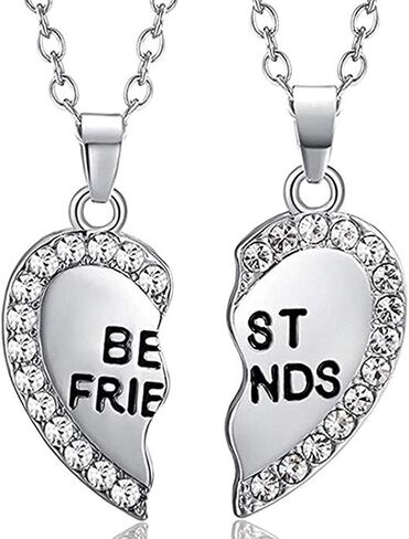 ODETOJOY أفضل الأصدقاء قلادة لمدة 2 BFF كسر القلب قلادة حجر الراين أفضل الأصدقاء قلادة رسائل محفورة in Kuwait