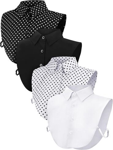 4 Pieces Fake Collar Detachable Dickey Collar Half Shirts Round Collar Blouse False Collar Top for Women Girls Outfits in Saudi Arabia