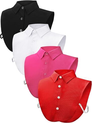 Syhood 4 Pcs Fake Collars for Women Detachable Dickey Collar Blouse, Fake Half Shirts Faux False Collar for Summer Outfits in Kuwait