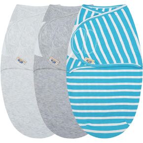 BlueSnail Adjustable Baby Cotton Swaddle Wrap, Ultra Soft Newborn Essentials Easy Wrap Velcro Swaddle (3 Pack,0-3 Month)(Heather Grey)