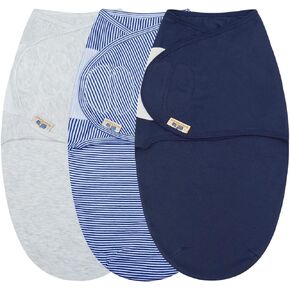BlueSnail Adjustable Baby Cotton Swaddle Wrap, Ultra Soft Newborn Essentials Easy Wrap Velcro Swaddle (3 Pack,0-3 Month)(Heather Grey)