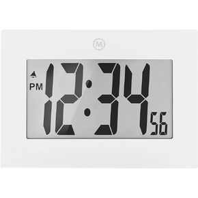 MARATHON Large Digital Wall Clock with 8" Display, Black - Easy to Read