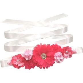 Finniersilpha Maternity Pregnancy Sash Belt with Flowers Rhinestone Bridal Wedding Sash Belt in Saudi Arabia