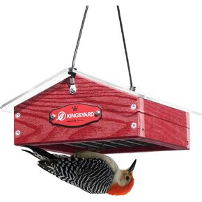 Kingsyard Upside Down Suet Feeder for Outside Hanging - Recycled Plastic Wild Bird Feeder with Rainproof Roof for Attracting Woodpeckers Nuthatches Chickadees Finches. Green