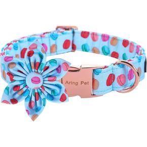 ARING PET عيد الحب طوق الكلب - رائعتين طوق الكلب الوردي القلب مع زهرة، قابل للتعديل القطن فتاة الياقات الكلب مع مشبك معدني