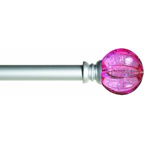 Kenney KN81685 Estrella Purple Sparkle Fluted Acrylic End Standard Decorative Juvy Window Curtain Rod, 28-48" Adjustable Length, Brushed Nickel Finish, 5/8" Diameter Steel Tube in Kuwait