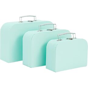 Okuna Outpost Set of 3 Different Sizes of Paperboard Suitcases with Metal Handles, Decorative Cardboard Storage Boxes (Lavender)